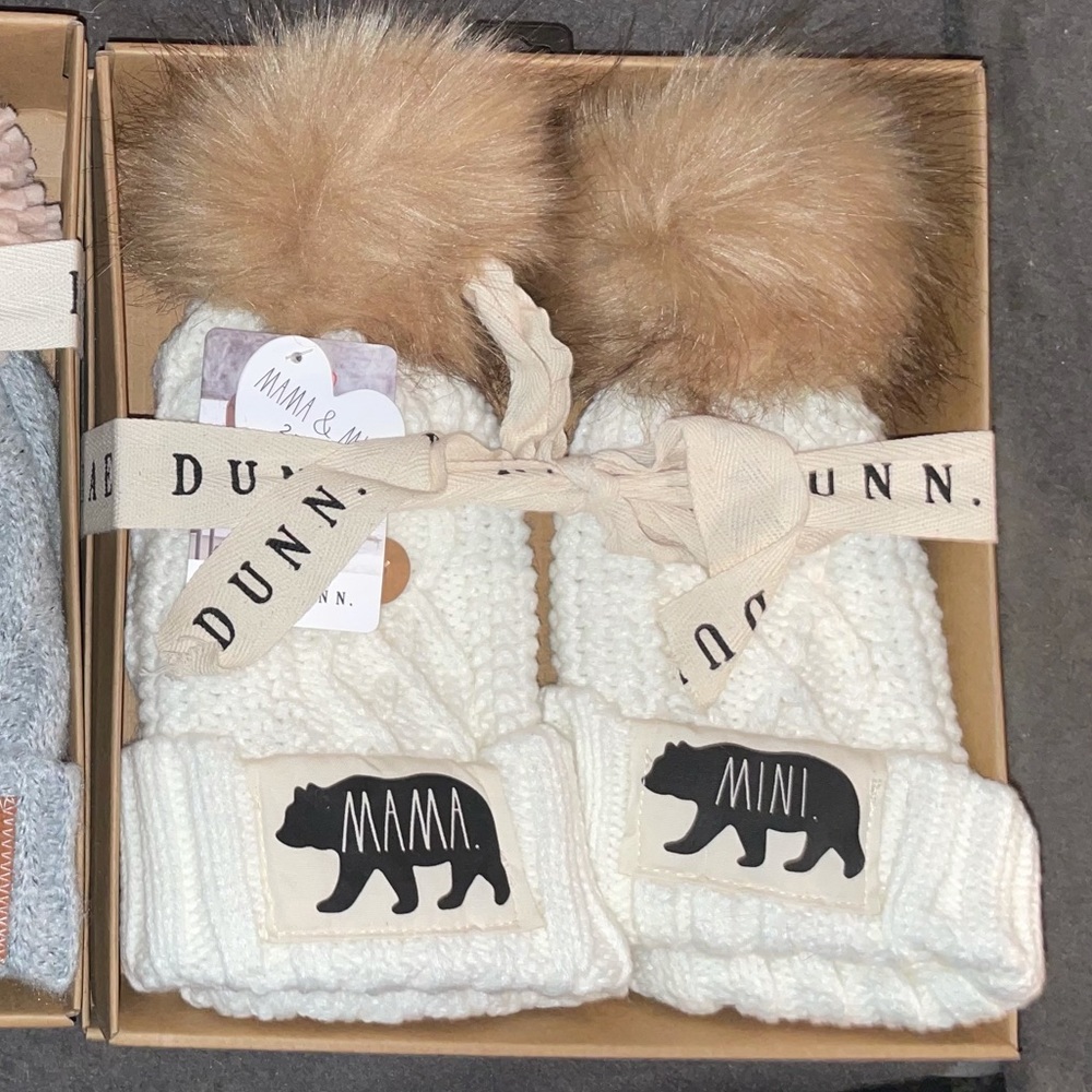 Rae Dunn Mama Mini Hat Set NWT bear